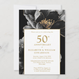 Elegant Floral Moderner Chic 50 Jahre alt Einladung