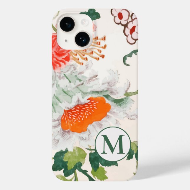 Elegant Floral Monogram Case-Mate iPhone 14 Hülle (Rückseite)