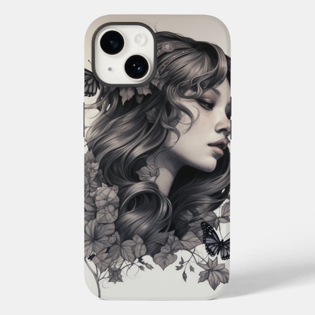 Elegant Floral Monogram Case-Mate iPhone 14 Hülle (Rückseite)