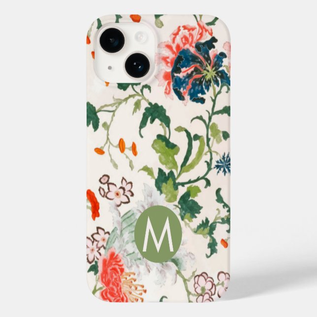 Elegant Floral Monogram Case-Mate iPhone 14 Hülle (Rückseite)