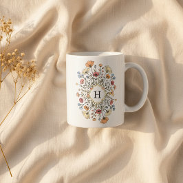 Elegant Floral Monogram Kaffeetasse