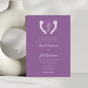 Elegant Floral Monogram Lavender Wedding Einladung
