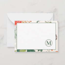 Elegant Floral Monogram Mitteilungskarte