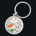 Elegant Floral Monogram Schlüsselanhänger<br><div class="desc">Elegantes,  blumenmonogramm Design mit einem stilvollen Blumenmuster mit individuellem Monogramm-Initial.</div>