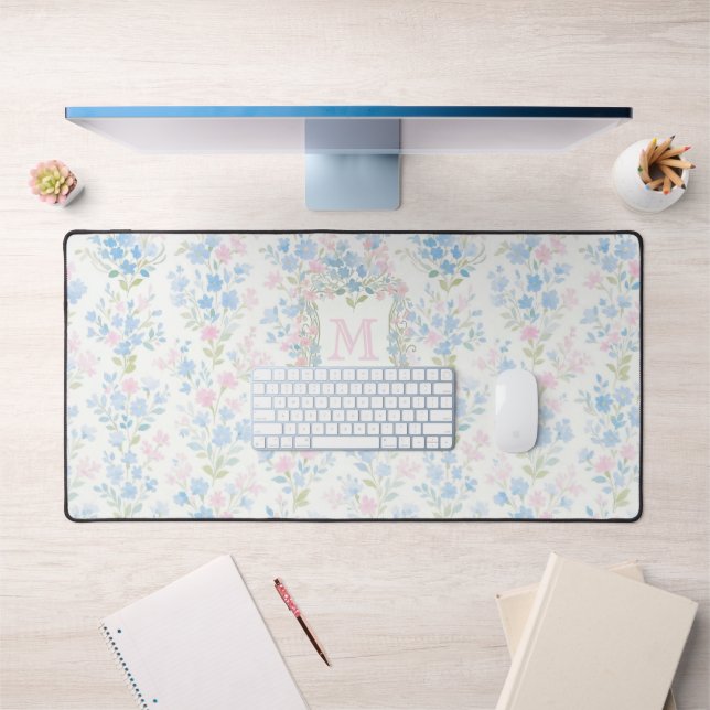 Elegant Floral Monogram Schreibtischunterlage (Büro 1)