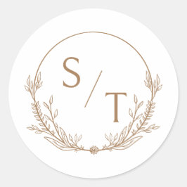 Elegant Floral Monogram Simple Runder Aufkleber