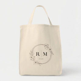 Elegant Floral Monogram Tote Bag Personalized Tragetasche