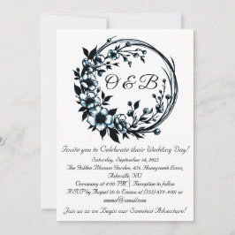 Elegant Floral Monogram Wedding Einladungen