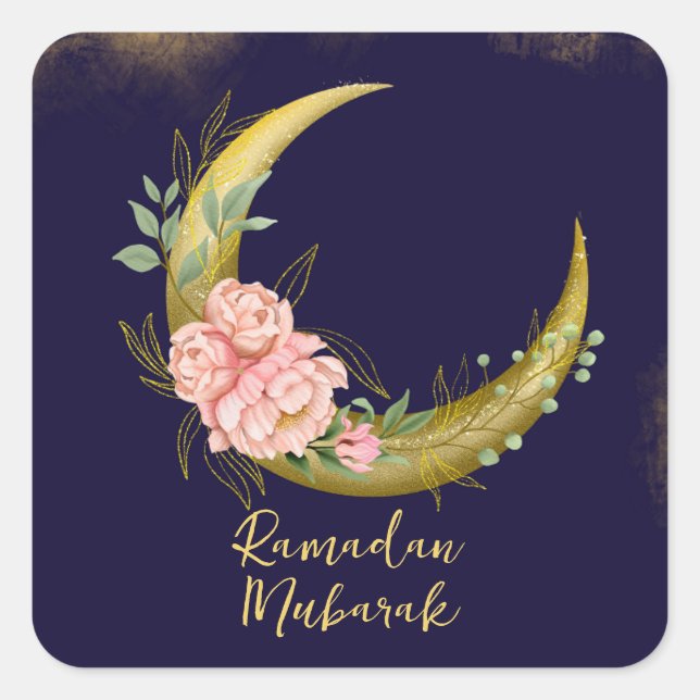 Elegant Floral Moon Ramadan Mubarak Sticker (Vorderseite)