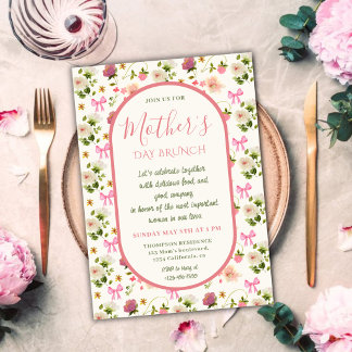 Elegant Floral Mother’s Day Brunch  Invitation