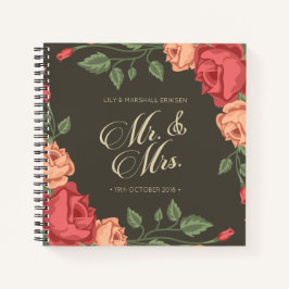 Elegant Floral Mr. & Mrs. Wedding Gästebuch Notizbuch