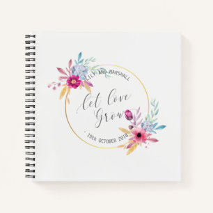 Elegant Floral Mr. & Mrs. Wedding Gästebuch Notizbuch