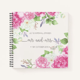 Elegant Floral Mr. & Mrs. Wedding Gästebuch Notizbuch