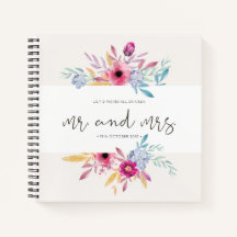 Elegant Floral Mr. & Mrs. Wedding Gästebuch