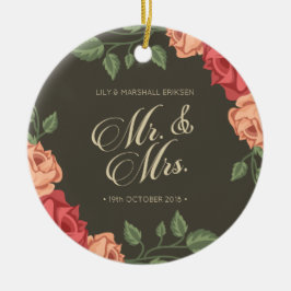 Elegant Floral Mr. & Mrs. Wedding | Keramik Ornament