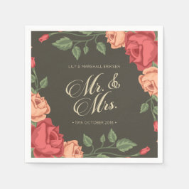 Elegant Floral Mr & Mrs Wedding | Paper Napkin Serviette