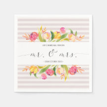 Elegant Floral Mr & Mrs Wedding | Paper Napkin