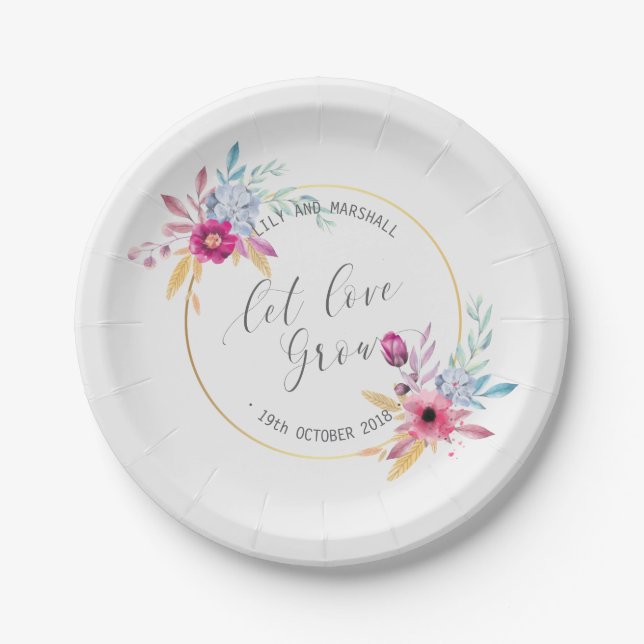 Elegant Floral Mr & Mrs Wedding| Papierplatte Pappteller (Vorderseite)