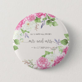 Elegant Floral Mr & Mrs Wedding | Schaltfläche But Button