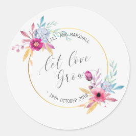 Elegant Floral Mr & Mrs Wedding | SIEGEL Runder Aufkleber