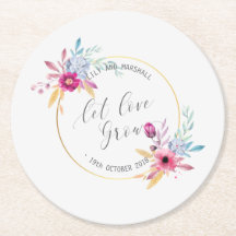 Elegant Floral Mr & Mrs Wedding| Untersetzer von P
