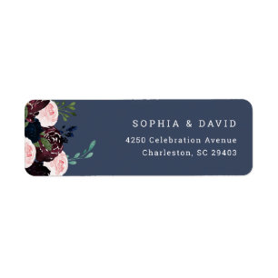 Elegant Floral Navy Blue and Plum   Hochzeit