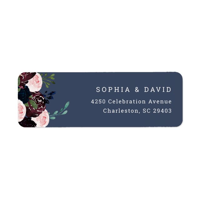 Elegant Floral Navy Blue and Plum | Hochzeit (Vorne)