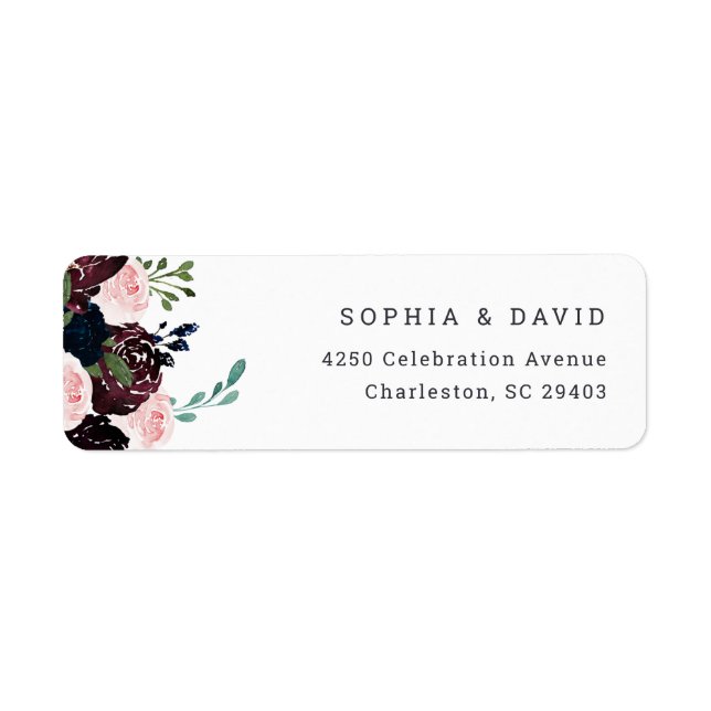 Elegant Floral Navy Blue and Plum | Hochzeit (Vorne)