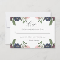 Elegant Floral Navy Blue and Plum | Hochzeit