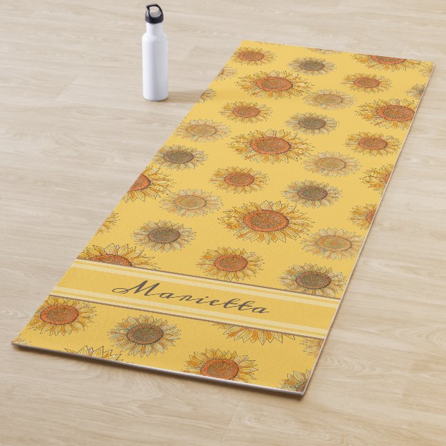 Elegant Floral Niedlich Girly Boho Gelbe Sonnenblu Yogamatte (Beispiel)