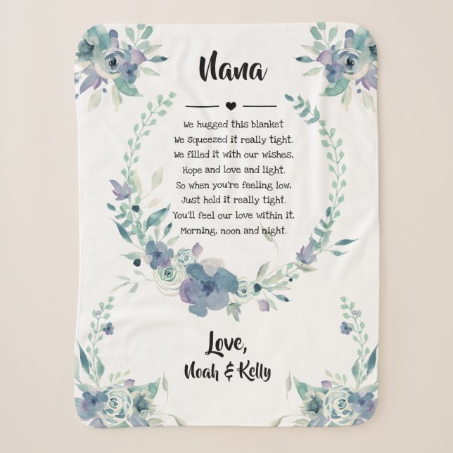 Elegant Floral Oma Nana Grandchildren Zitat Sherpadecke (Vorderseite)
