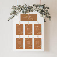 Elégant Floral Orange Mariage Sièges Cartes Graphi