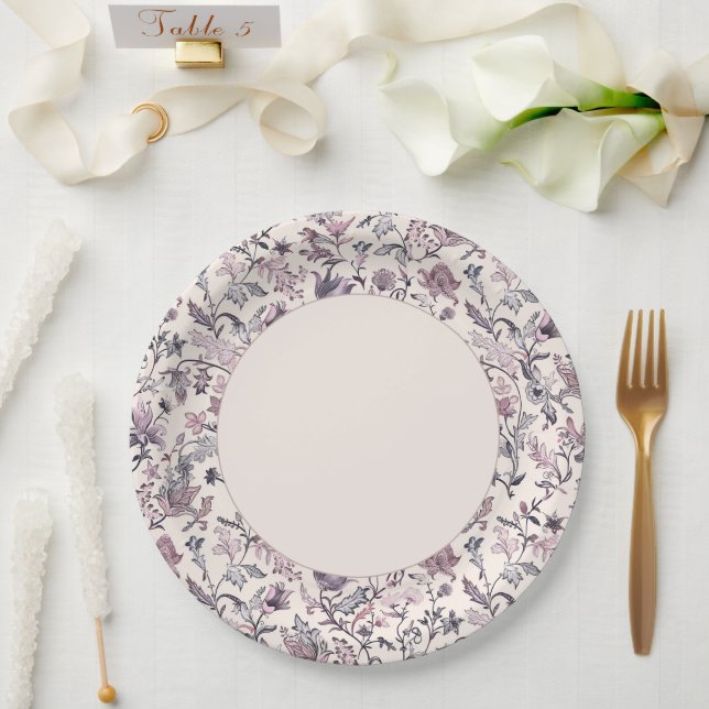 Elegant Floral Paisley Border Pappteller (Hochzeit)
