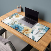 Élégant floral pastel bleu et jaune sur fond blanc