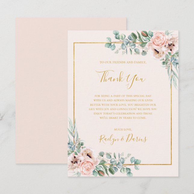 Elegant Floral | Pastel Danke Empfang Card Postkarte (Vorne/Hinten)