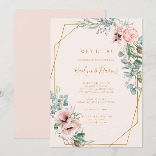 Elegant Floral | Pastel, die wir noch immer überpr Einladung (Vorne/Hinten)