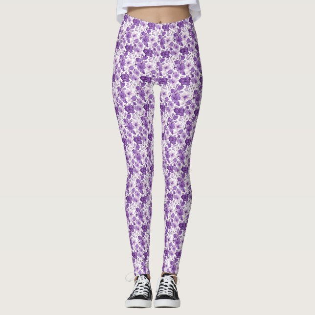 Elegant floral pattern in purple tones leggings (Vorderseite)