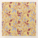 Elegant Floral Pattern with Red and Blue Leaves Glasuntersetzer<br><div class="desc">Floral pattern with red and blue leaves on a beige background. The intertwining branches create an elegant,  vintage feel.</div>