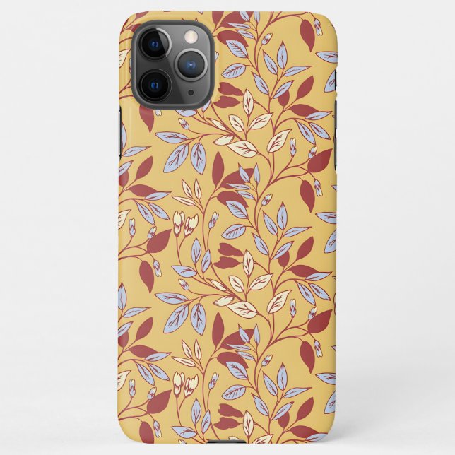 Elegant Floral Pattern with Red and Blue Leaves iPhone Hülle (Rückseite)
