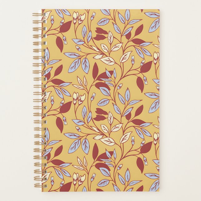 Elegant Floral Pattern with Red and Blue Leaves Planer (Vorderseite)