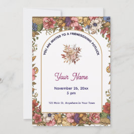 Elegant Floral Personalized Friendsgiving Einladung