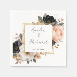 Elegant Floral Personalized Wedding Napkins Serviette