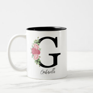 Élégant floral Personnalisé Monogramme café Mug G