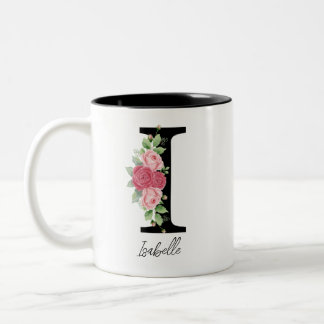 Elégant floral Personnalisé Monogramme café Mug I