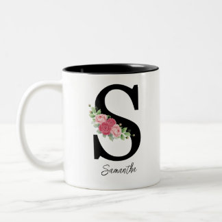 Élégant floral Personnalisé Monogramme Café Mug S