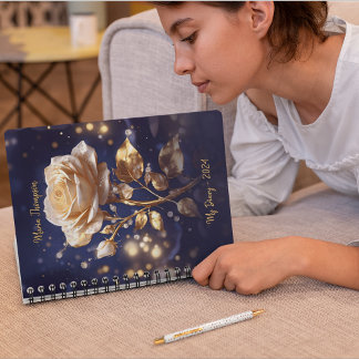 Élégant Floral Personnalisé Nom Carnet