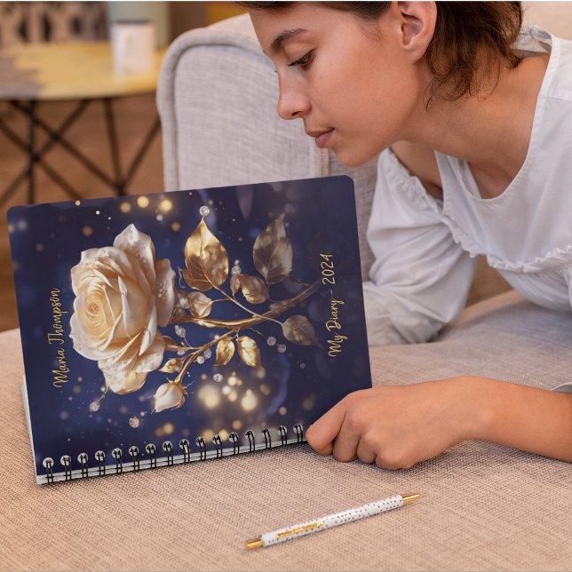 Élégant Floral Personnalisé Nom Carnet (Créateur téléchargé)