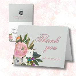 Elegant Floral Photo Link Birthday Party Dankeskarte
