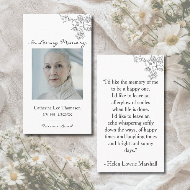 Elegant Floral Photo Prayer Card Visitenkarte (Elegant Floral Photo Prayer Card
)