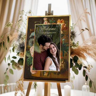 Elegant Floral Photo Wedding Welcome Acrylschild